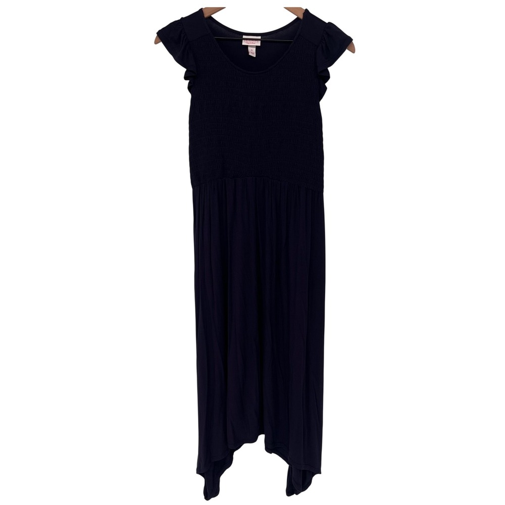 Isabel Maternity Dress Women Size S Navy Smocked Flutter Sleeve Midi Boho